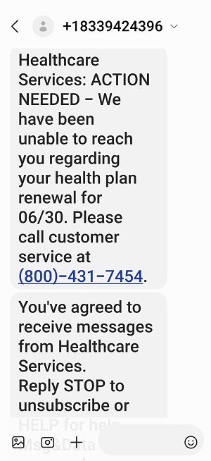 Medicare scam text messages