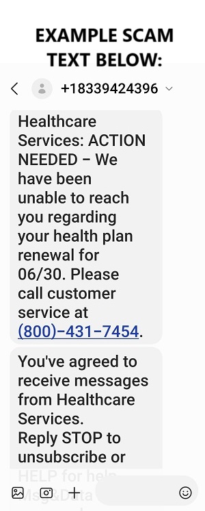 Medicare scam text messages